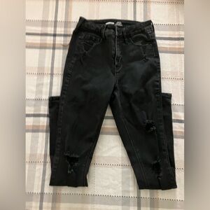 Old navy women’s super skinny rockstar black jeans distressed style high rise